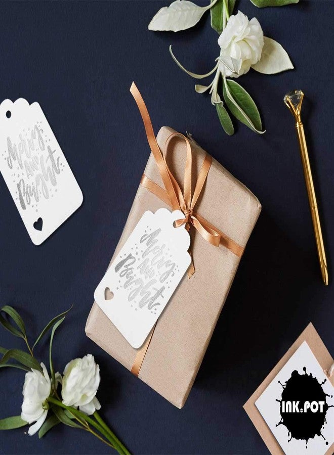 Inkdotpot مجموعة من 50 بطاقة هدايا ورقية من رقائق الفضة الحقيقية من إنكدوتبوت، بتصميم "عيد ميلاد سعيد ومشرق". - Image 4